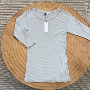 Michael Stars Pale Gray Scoop Neck Long Sleeve Tee
